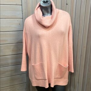 LOFT Pink Cowl Neck Sweater with Oversized Fit